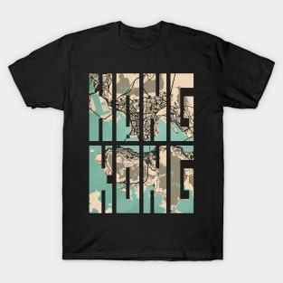 Hong Kong City Map Typography - Vintage T-Shirt